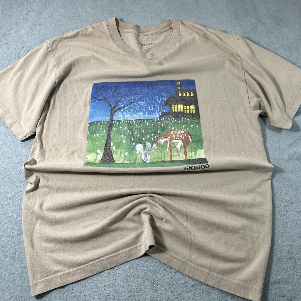 Y2K 2000s Gx1000 Skateboarding Thrasher Shirt Large Midnight Squirrel Deer Feed